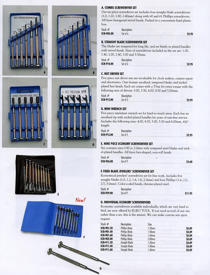 Screw Driver Set of 9 with Anodised Coloured Tips 9 Extra Blades Wooden Box New